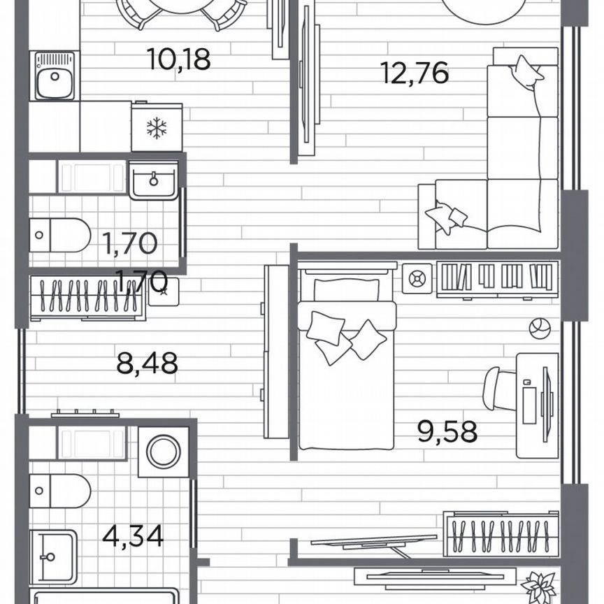 3-к. квартира, 65,1 м², 3/5 эт.