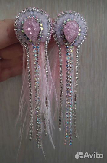 Серьги со стразами ручной работы