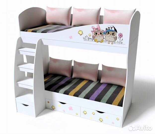 Кровать 2-х ярусная (коллекция мебели Совята)