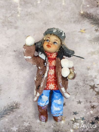 Кукла из ваты / ватная ëлочная игрушка