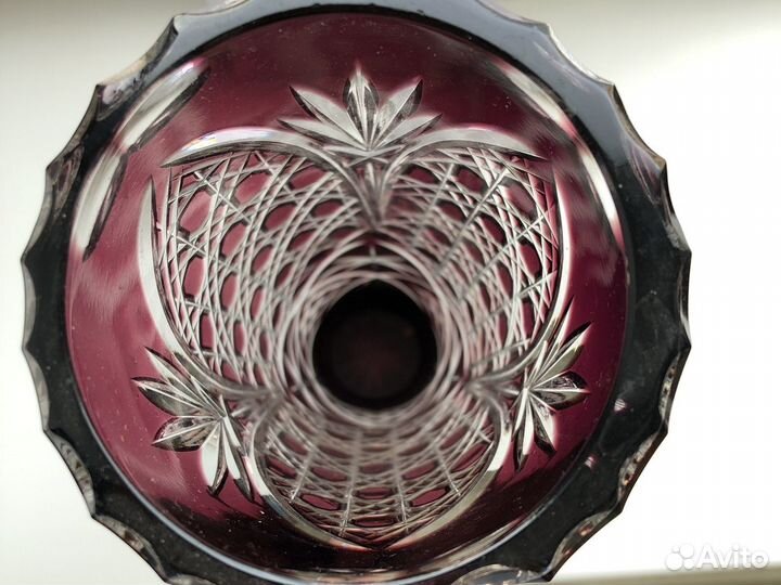 Ваза хрусталь редкая винтаж фиолетовая