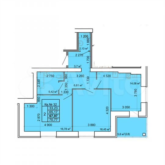 2-к. квартира, 68 м², 8/9 эт.
