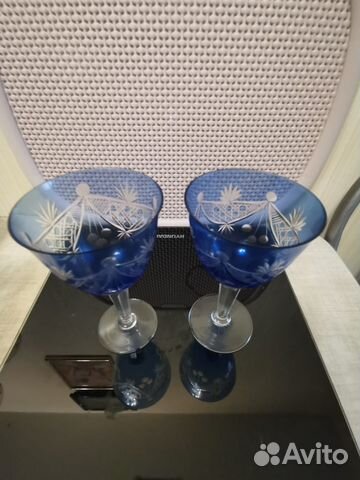 Фужеры двухцветного стекла, алмазная грань за 2 шт