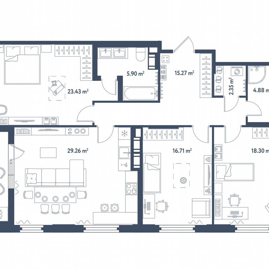 3-к. квартира, 119 м², 8/11 эт.