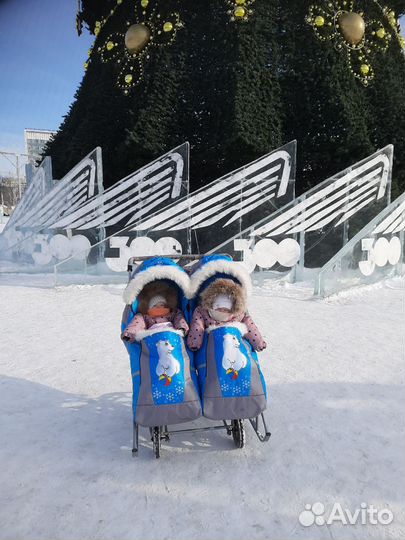 Санки коляска для двойни бу