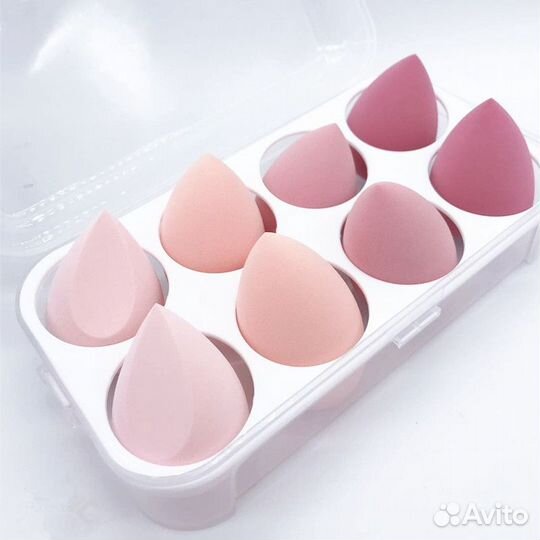 Набор спонжей в прозрачном кейсе, 8 штук