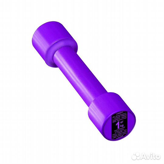 Гантеля 1 кг пластиковая оболочка спорт фитнес жим