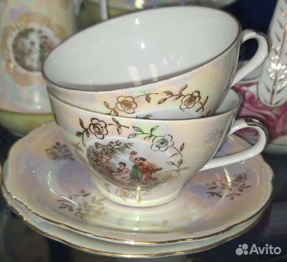 Кружка Рак, чашки с блюдцами Дулево, коф.пары Герм