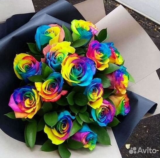 Радужные розы Цветы Доставка