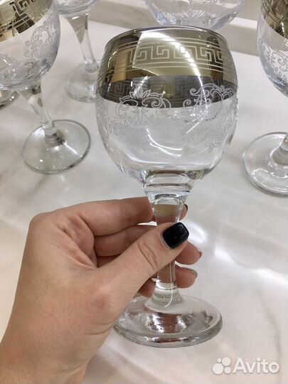 Набор бокалов для вина Версачи платина гравировка