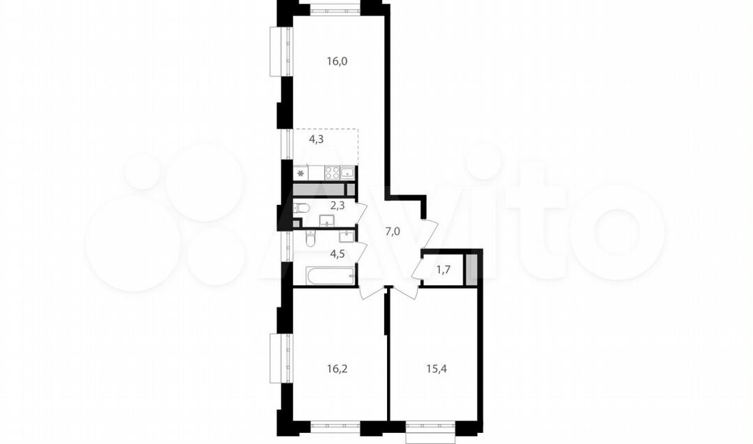 3-к. квартира, 67,4 м², 19/20 эт.