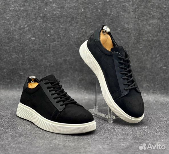 Мужские кеды черные весенние замшевые 40-45