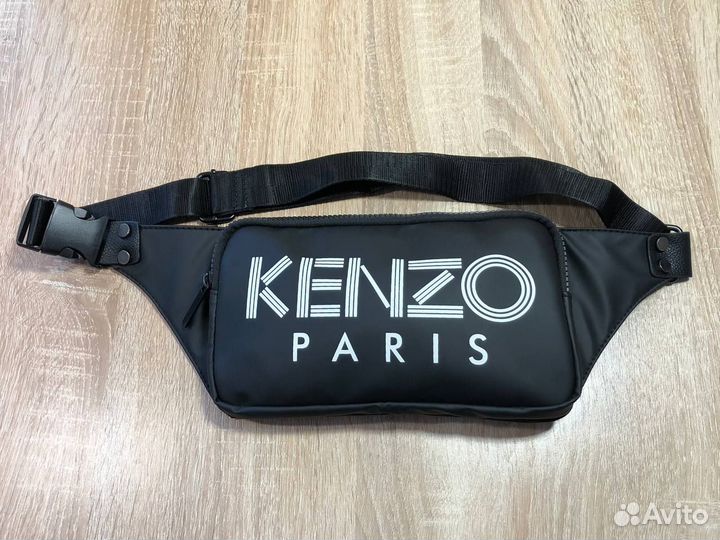 Сумка Kenzo Paris поясная мужская, чёрная. Новая