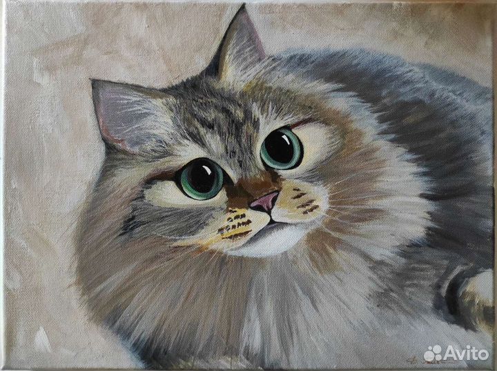 Кошка. Холст, акрил. 40х30. 2022г