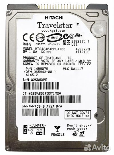 Жесткий диск Hitachi HTS424040M9AT00 40Gb 4200 IDE