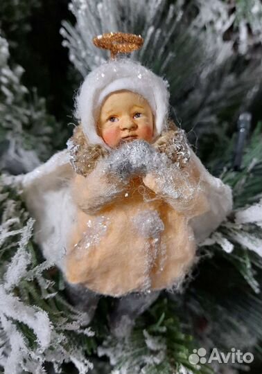 Ватная игрушка на ёлку. Ангелок