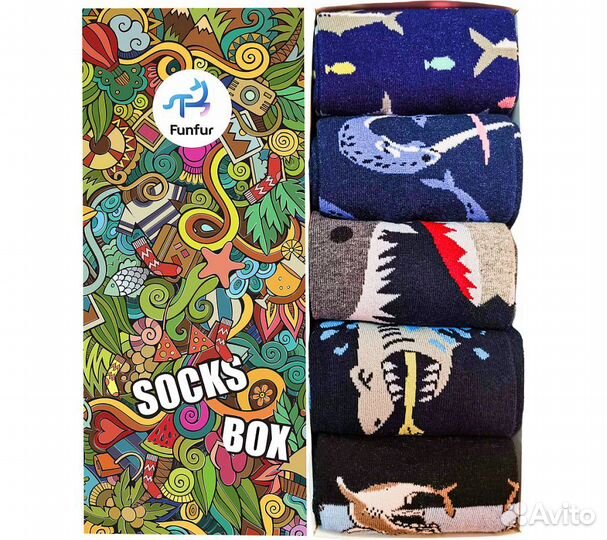 Носки мужские Funfur Shark в наборе 5 пар