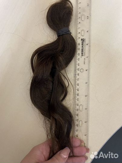 Срез натуральный темный русый очень густой
