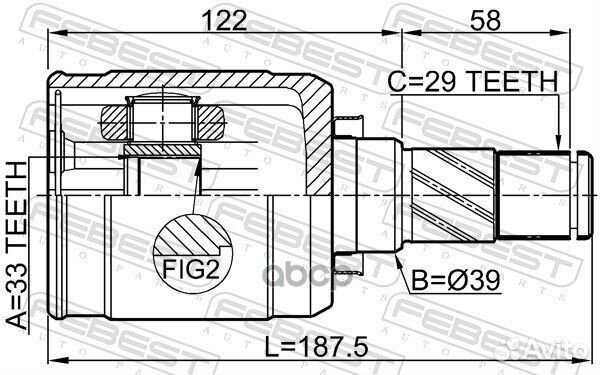 Шрус внутренний левый 33X39X29 0211-mr20mtlh Fe