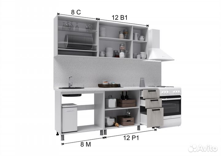 Кухня в скандинавском силе новая 2 метра