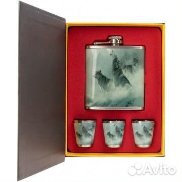 Набор Книга охотника Волки (фляжка 210мл + 3 стопк