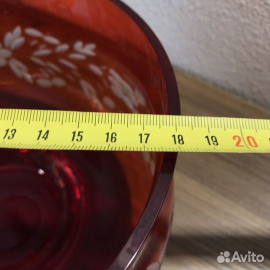 Ваза для фруктов красный хрусталь СССР