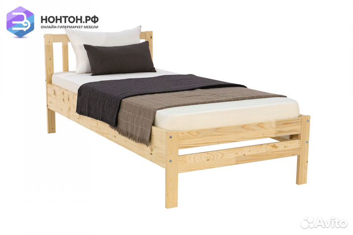 Кровать Массив 0.9 м натуральный