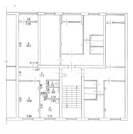 2-к. квартира, 53,6 м², 3/3 эт.