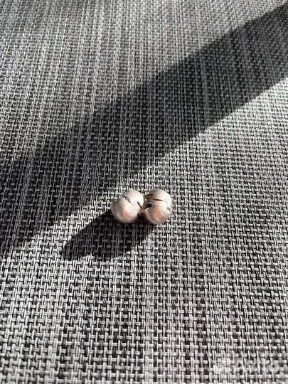 Серьги серебряные - сферы, матовые