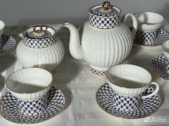 Чайный сервиз ифз Волна кобальтовая сетка