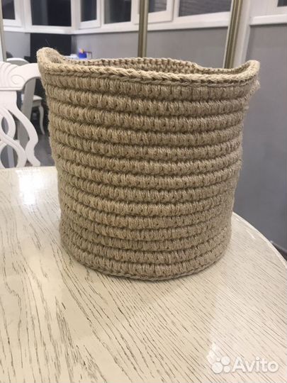 Декоративная корзина из джута