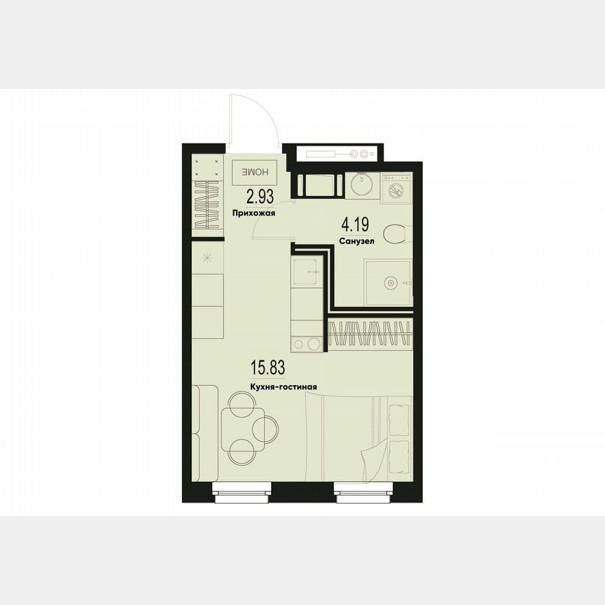 Квартира-студия, 23 м², 2/12 эт.