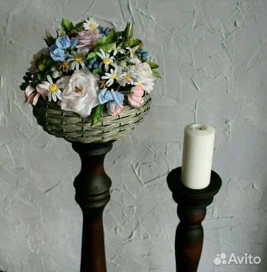 Подсвечник деревянный напольный