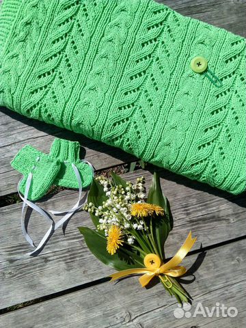 Плед и пинетки для новорожденного ручной работы