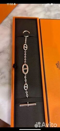 Серебряный браслет Hermes. Размер L