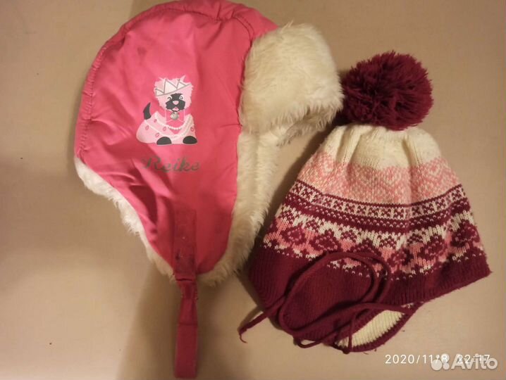 Шапки зимние детские на девочку. Размер 54