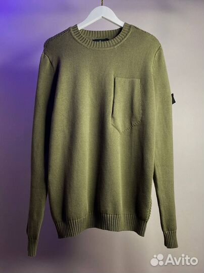Свитер Stone Island вертикальный карман хаки