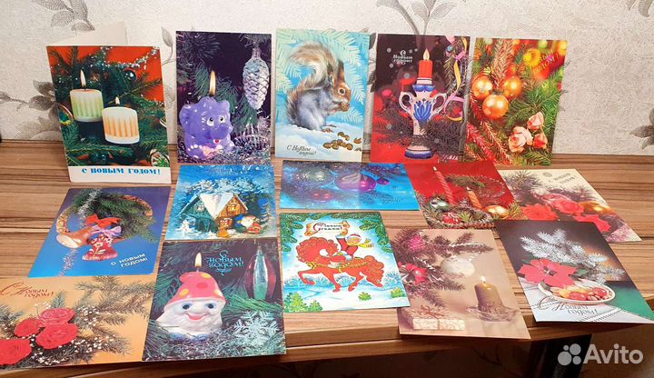 Новогодние открытки СССР, чистые - винтаж 15 шт