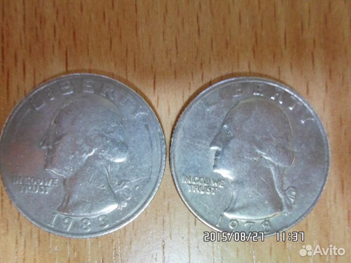 Монеты liberty quarter dollar 1983 г. и 1978г