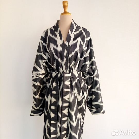 Узбекский чапан. Бохо пальто. Кимоно из иката