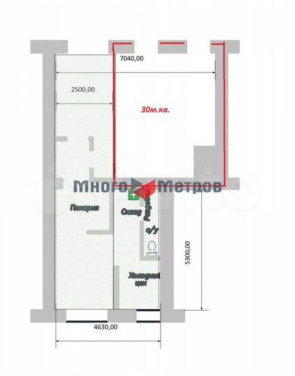 Сдам торговое помещение, 30 м²