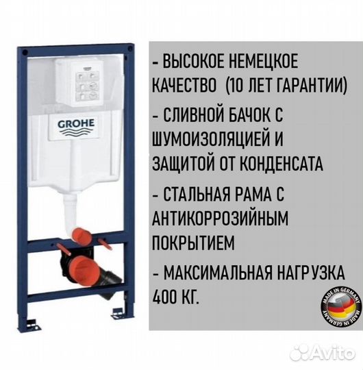 Комплект инсталляция с унитазом Grohe BL Торнадо