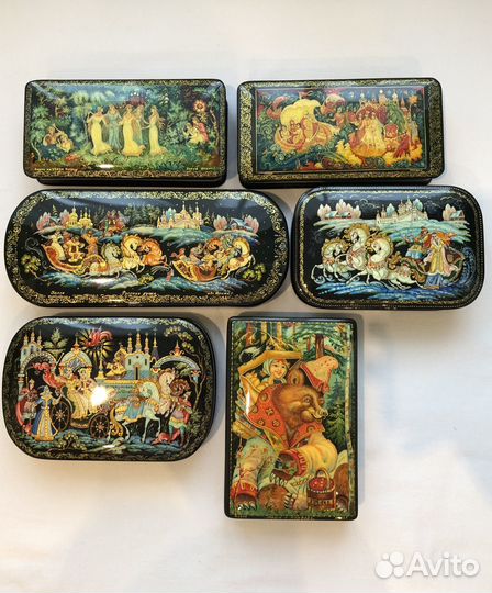 Шкатулки лаковая миниатюра