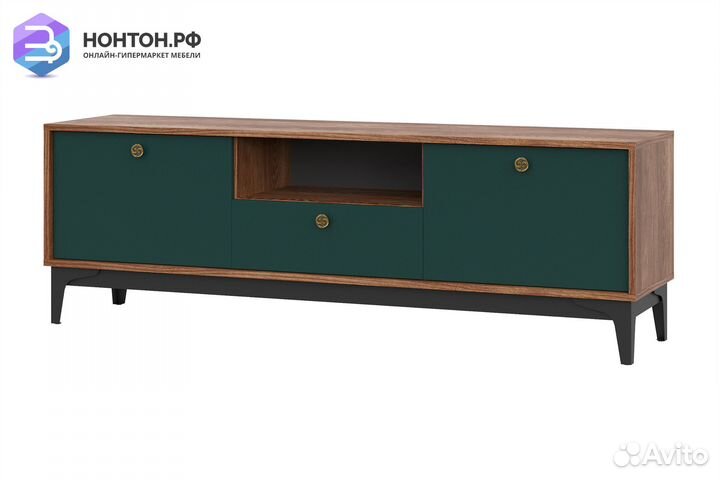 Тв-тумба Brass каштан арвадона / изумруд