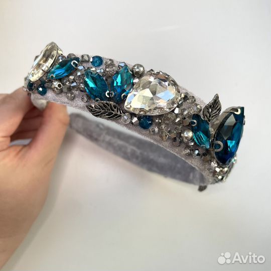 Ободок для волос обруч с кристаллами