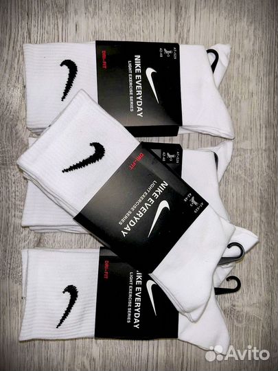 Носки nike everyday белые высокие 12 пар
