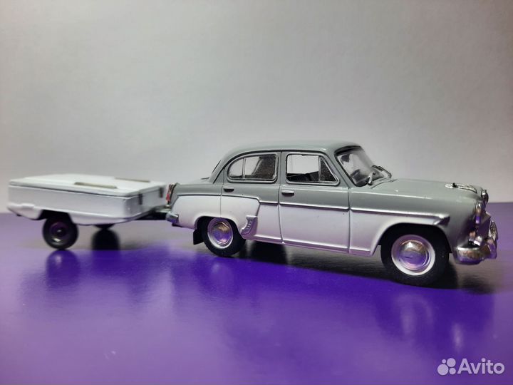 Машинка коллекционная. Москвич-407 с прицепом Скиф