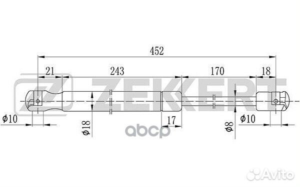 Пружина газовая багажника Hyundai Santa Fe II 0