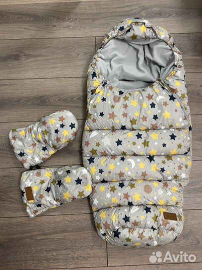 Зимний конверт в коляску mansita и муфты- варежки