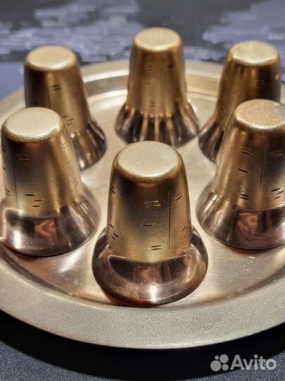 Коньячный набор мельхиор посеребрение позолочение